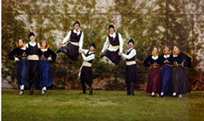 Storm Mountain Folk Dancers header with picture of dancers in Greek Island costume